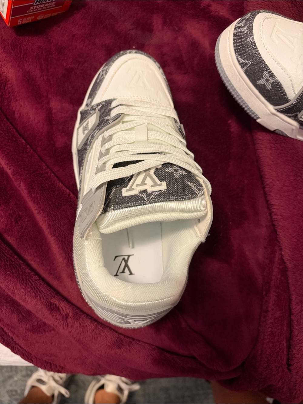Louis Vuitton White & Gray Monogram Low-Top Sneakers - woman’s